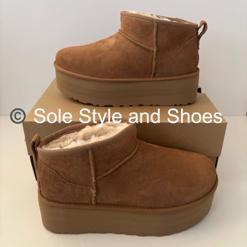 UGG Classic Ultra Mini Platform Boots Chestnut 8 RETAIL $170 - Picture 5 of 12